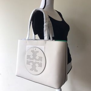 Tory burch perforated logo tote handbag